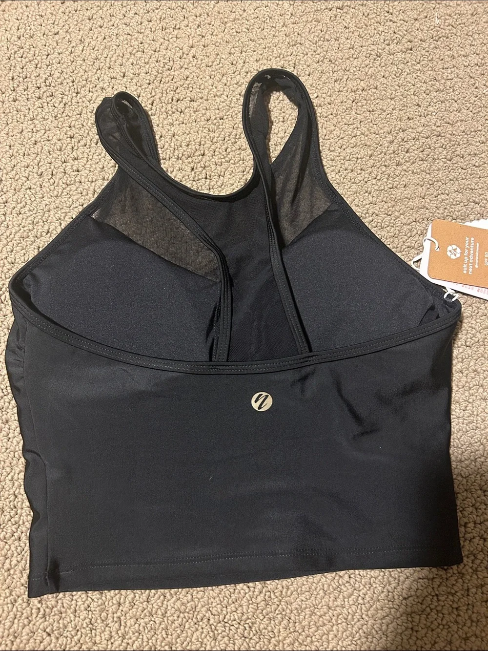 Nani Black Mesh-Accent Racerback Swim Crop